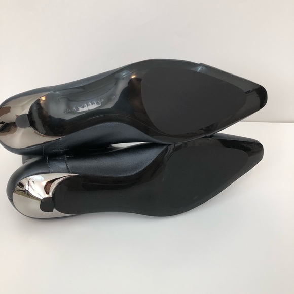 NEW Zara Leather Pointed Toe Ankle Boots Mini Heel - Picture 6 of 8